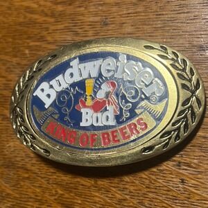 Vintage Budweiser Spuds MacKenzie Belt Buckle King of Beers Brass Oval Mascot